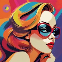 an illustration of a woman wearing colorful sunglasses